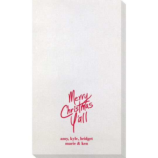 Fun Merry Christmas Y'all Bamboo Luxe Guest Towels